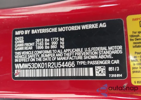 2024 Mini Hardtop Cooper S z USA, uszkodzony, nr VIN WMW53DK01R2U54466